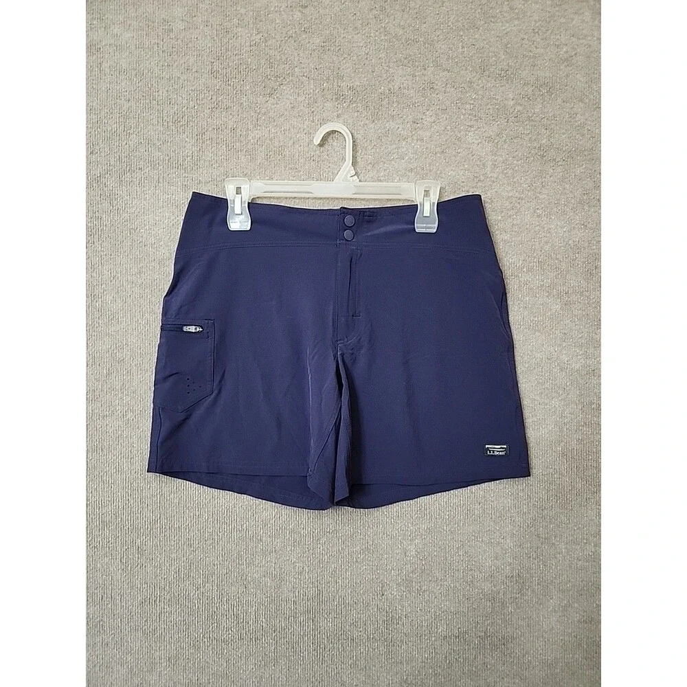 LL Bean Board Shorts Womens 8 Darkest Navy Lightweight Cargo Pocket UPF 50+ NEW